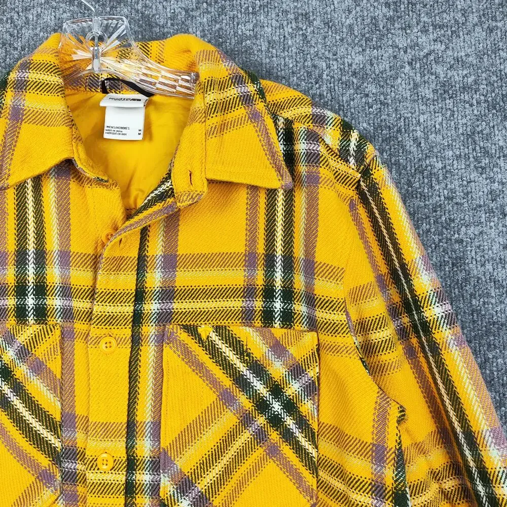 North Face Shirt Mens Medium Yellow Plaid Flannel Button Front Long Sleeve